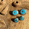 Large Handmade Silver + Genuine Sleeping Beauty Turquoise Sun Earrings. - Image 2