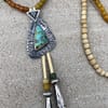 Sterling Silver + Rare Natural Montezuma Turquoise Sail Necklace. - Image 2