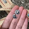 Small Jet and Sterling Silver Full and Crescent Moon Studs.