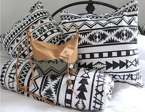 Blanket print Canyon bag and cushions.