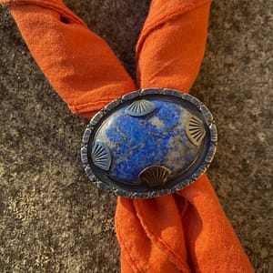 Sterling Silver Neckerchief Slide/ Woggle - Denim Lapis Lazuli