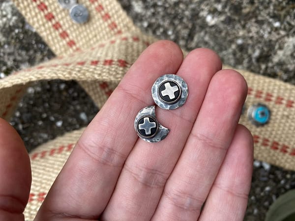 Small Jet and Sterling Silver Full and Crescent Moon Studs.