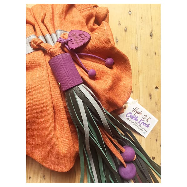 Small Ootchi Kooch' Pumpkin denim + vegan leather.