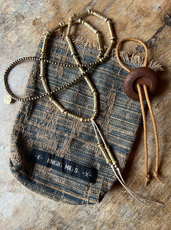 Hand~Cast Raw Brass Tube Necklace